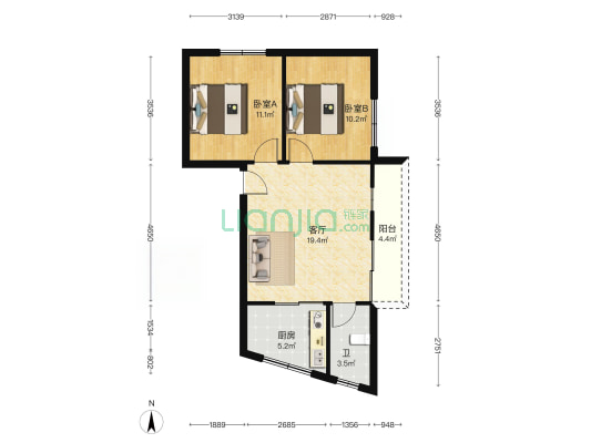 古鹤村鹤前北路20号 2室1厅1卫 66平方