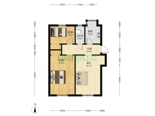 建新街10号院 2室1厅1卫 69平方
