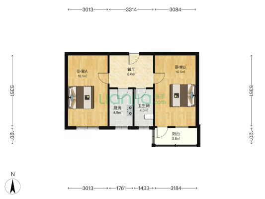 山西省造林局 2室1厅1卫 64平方