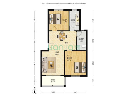 海湾新城 2室1厅1卫 82平方
