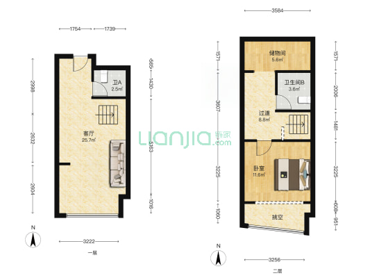 未来城SOHO 1室1厅2卫 44平方