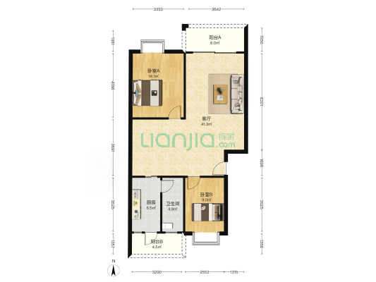东发二区 2室1厅1卫 98平方