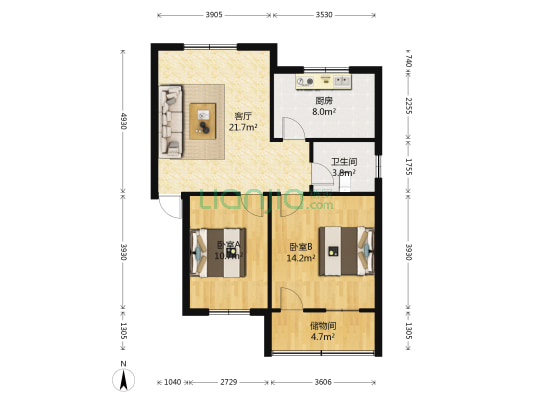 延中小区 2室1厅1卫 85平方