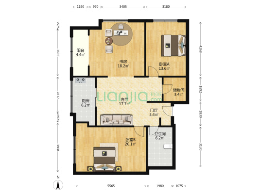 鹏腾大厦 3室1厅1卫 137平方