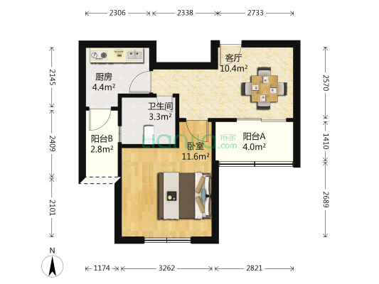 春江三月公寓一期 1室1厅1卫 48平方