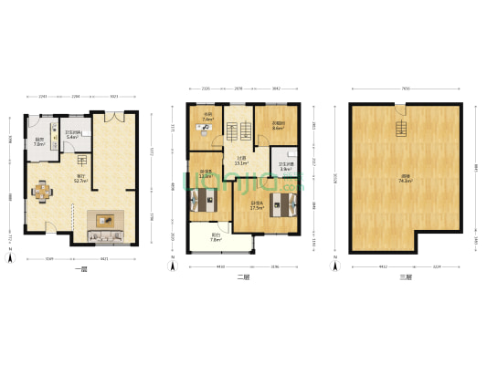 溪下新村南区 3室1厅2卫 161平方