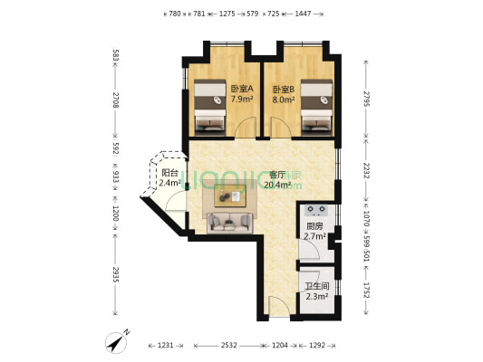 吉祥楼 2室1厅1卫 58平方
