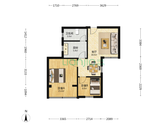 雷公岭住宅楼 2室1厅1卫 64平方