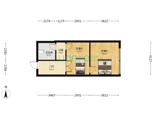 华域首座幸福里 2室0厅1卫 58平方
