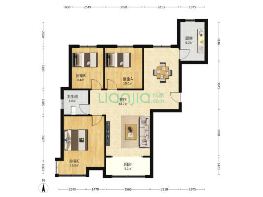 佳兴澜山 3室1厅1卫 109平方