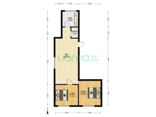 旭日南大道57号 2室1厅1卫 74平方