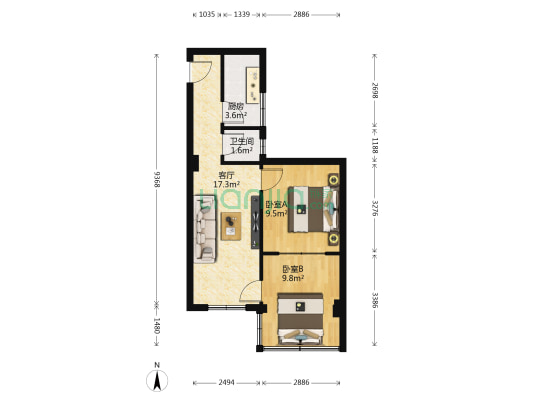 铁路支行家属院（武都路） 2室1厅1卫 50平方