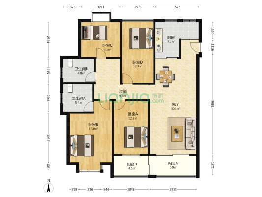 鼓楼雅苑 4室1厅2卫 142平方