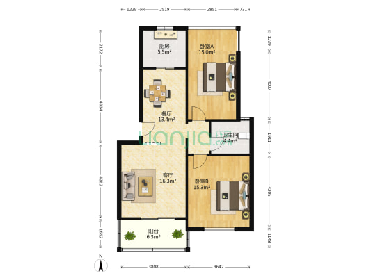 和谐人家美苑 2室2厅1卫 84平方