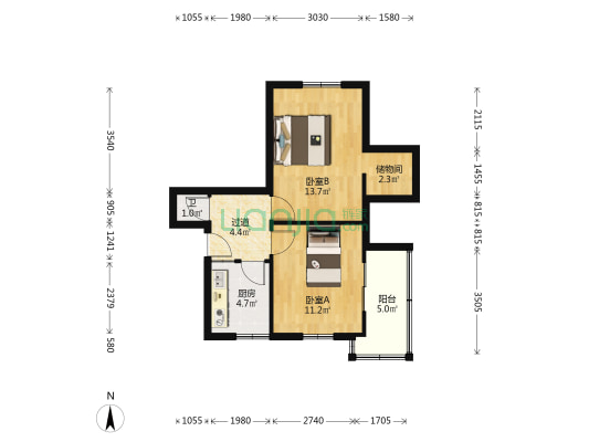 小寨邮局家属院 2室0厅1卫 52平方