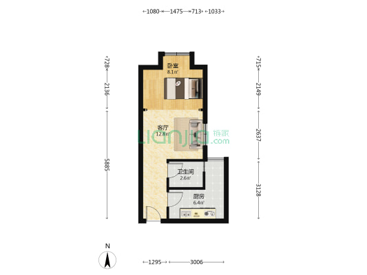 愿景博云天 1室1厅1卫 39平方