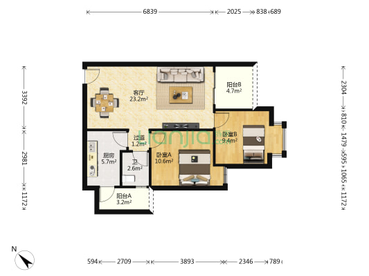 兴茂居 2室1厅1卫 71平方