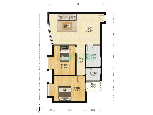 翠拥豪庭 2室1厅1卫 76平方