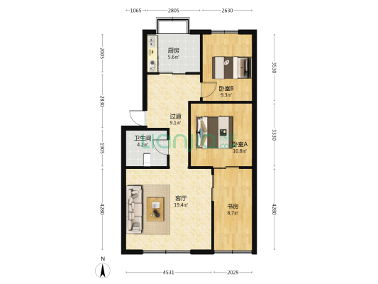 华阳实验小学 3室1厅1卫 71平方
