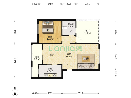嵘园 1室1厅1卫 78平方