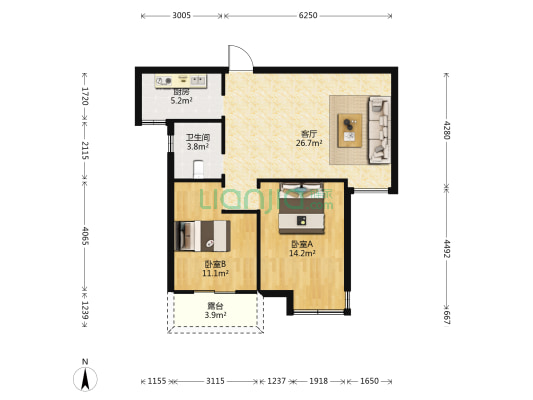 领世郡 2室1厅1卫 142平方