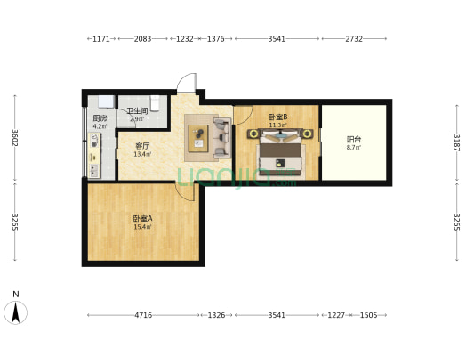 新驿南街35号 2室1厅1卫 59平方
