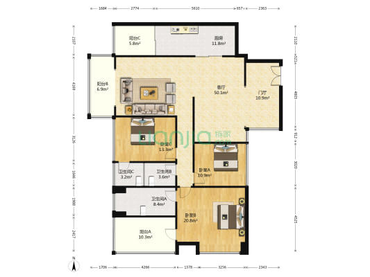 中英街壹号 3室1厅3卫 139平方