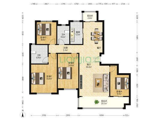 华润琨瑜府 4室1厅2卫 163平方