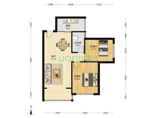 天府智慧城北区 2室1厅1卫 72平方