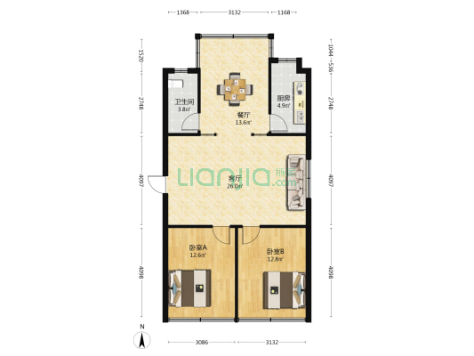 信江西路6-10号 2室2厅1卫 96平方