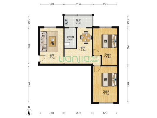 杏园街 2室2厅1卫 77平方