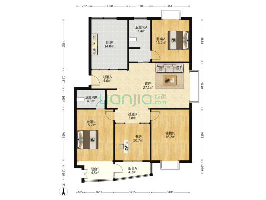 天熙苑 3室1厅2卫 143平方
