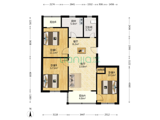 南泉大楼 3室2厅1卫 92平方