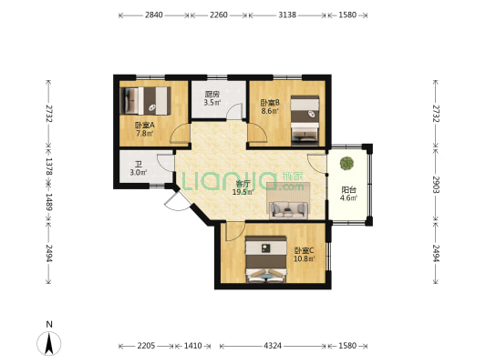 铁路家属院北院 3室1厅1卫 71平方