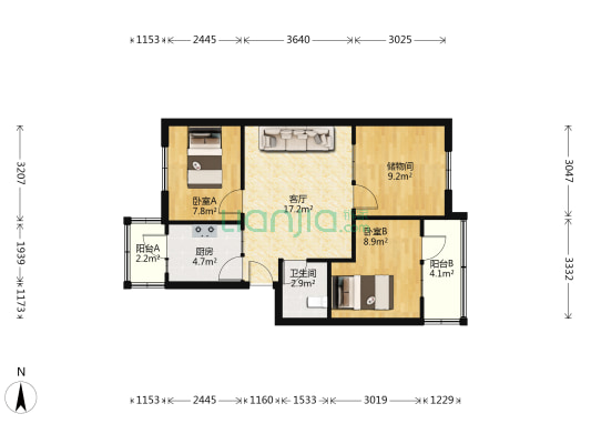 电业局家属楼 2室1厅1卫 72平方