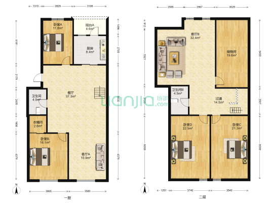 家纺城三期 4室3厅2卫 113平方