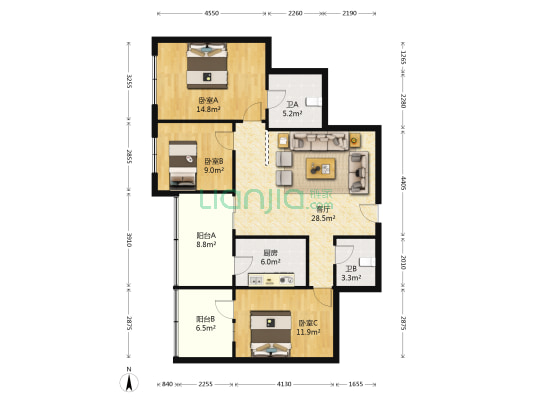 甘肃省电力公司住宅小区 3室1厅2卫 120平方