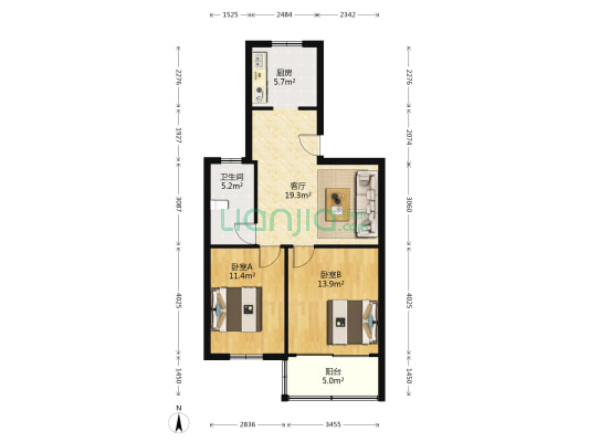 碧波花园三区 2室1厅1卫 74平方