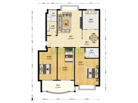盛世名苑 3室2厅2卫 149平方