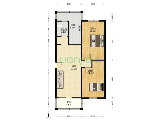 高森庭院 2室1厅1卫 95平方