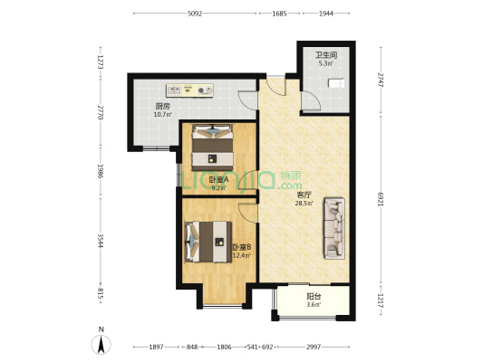 三义双塔片区，精装自住，天筑逸城南院范阳路沿线-户型图
