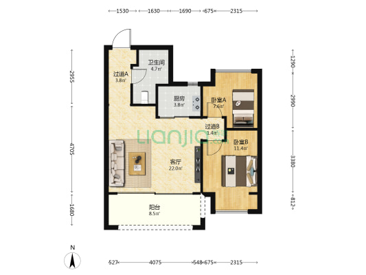 能建未来城 2室1厅1卫 78平方