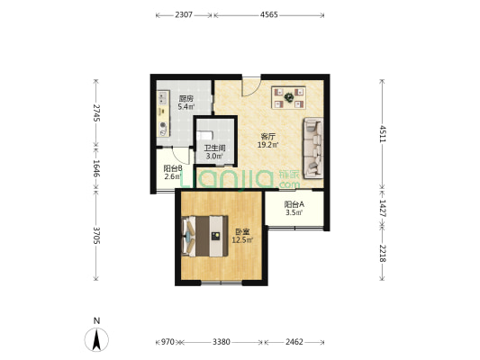 绿洲香格丽花园(公寓) 1室1厅1卫 63平方