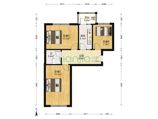 海城街 3室0厅1卫 72平方