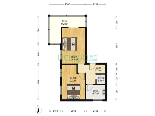 二机床宿舍 2室0厅1卫 60平方