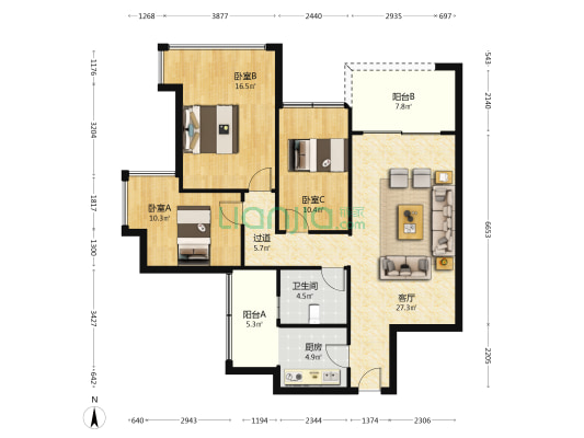 雅居乐白鹭湖水云畔 3室1厅1卫 99平方