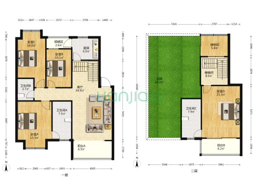 芙蓉苑小区 4室1厅3卫 159平方