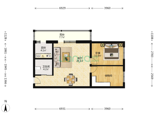太平小区 1室1厅1卫 86平方