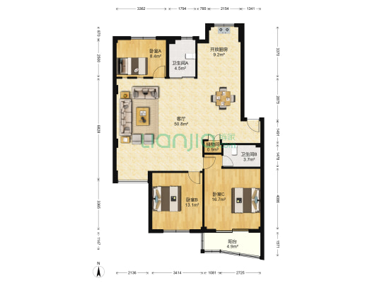 林垟嘉和小区 3室1厅2卫 130平方