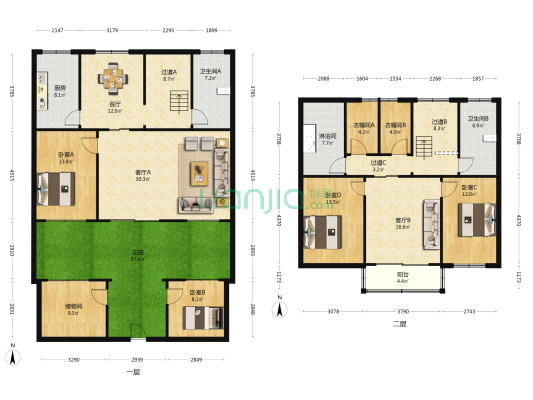 南街村南小区 4室3厅3卫 182平方